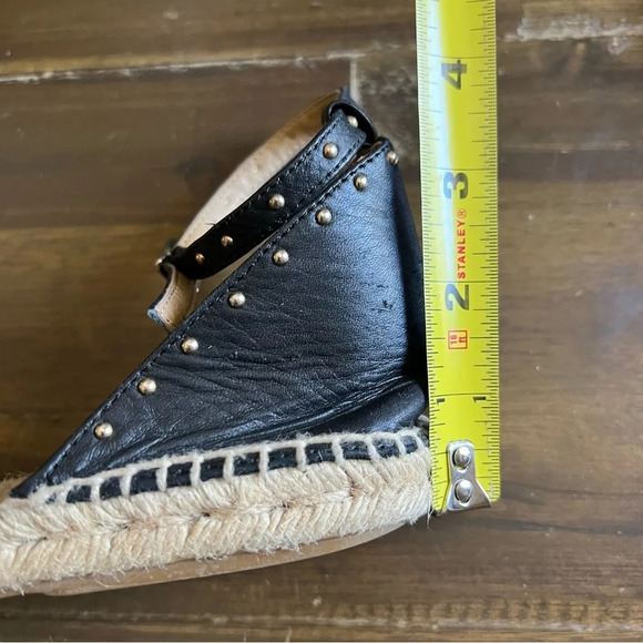 Oficce Studde Flat Espadrilles Black  Leather Sandals - Picture 12 of 12